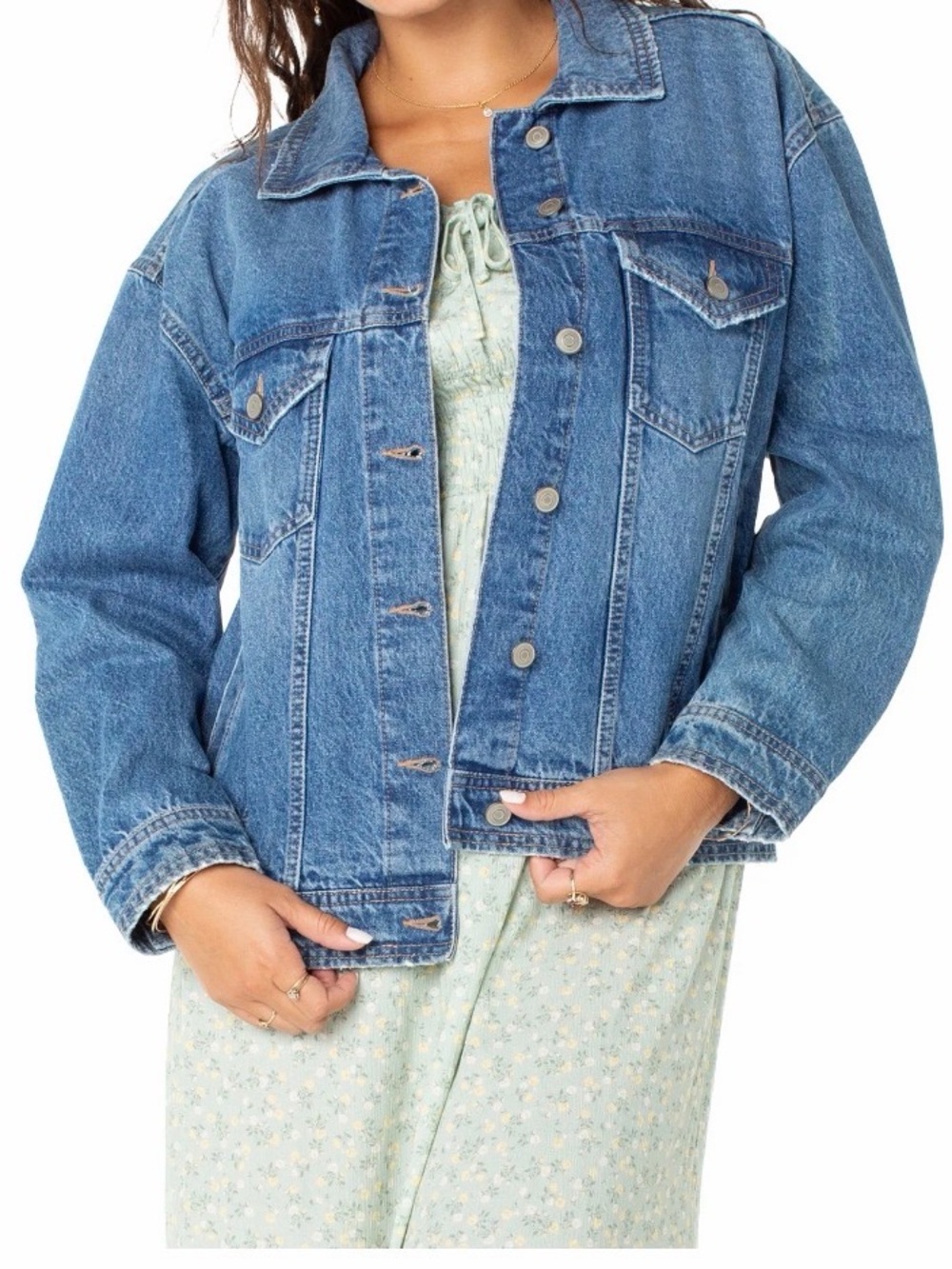 Celebrity Pink Oversized Light Blue Denim Jacket
